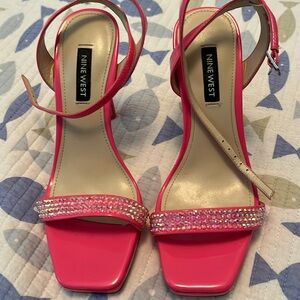 Nine West pink rhinestone high heel sandals